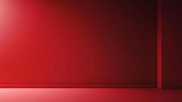 Abstract monochromatic image of a vibrant red wall and floor, creating a simple, modern, and visually striking composition. Interior studio shot. photo