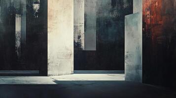 Abstract urban landscape featuring contrasting textures and geometric forms, creating a contemplative and modern atmosphere. photo