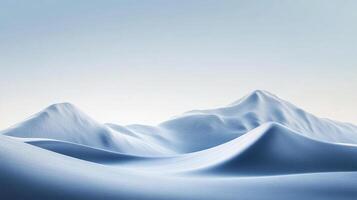 Serene snowscape features rolling white hills under a soft, pale sky, evoking a sense of calm and vastness in winter landscape. photo