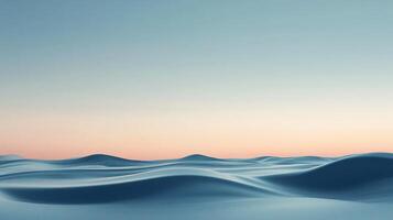Serene blue waves ripple under a pastel sky, evoking calm and peace with an abstract, minimalistic touch. Relaxing and calming scene. photo