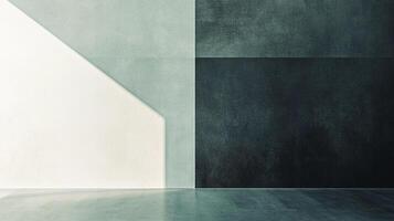 Abstract architectural background. Contrasting colors and textures create a modern, geometric composition with light and shadow interplay. photo