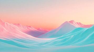 Abstract landscape with pastel hues. Dreamy, surreal rendering of hills and mountains against a soft sky. Digital art, tranquil scene. photo
