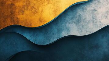 Abstract wavy layers in gold, gray and blue create a textured, modern backdrop, perfect for adding depth and visual interest to your design. photo