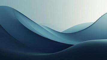 Abstract blue waves cascade across a serene backdrop. Gentle gradients and smooth transitions evoke calm and fluidity in this minimalist composition. photo