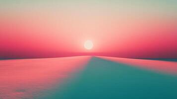 Serene landscape of a pastel-colored sky at sunset, with a vibrant sun and soft color gradations that give it a surreal feeling. photo