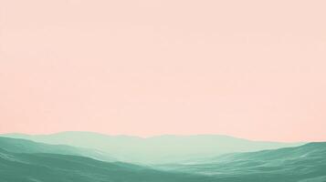 Pastel landscape of gentle mountain range against a soft sky, creating a peaceful and serene scene. Calm, minimalist, and refreshing. photo