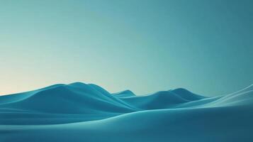 A minimalist landscape of rolling blue hills under a clear, serene sky, evoking a sense of tranquility and openness. photo