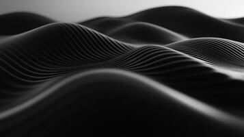 Monochrome waves of a textured, elegant surface create a rhythmic, abstract landscape, showcasing minimalist design and flowing lines. photo