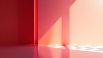 Abstract red and peach room with window shadows creating geometric shapes, minimalist and modern, suitable for backgrounds or graphic design. photo