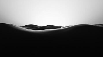 Black and white abstract waves create a minimalist and serene landscape. Soft lighting enhances the flowing forms, evoking calmness. photo