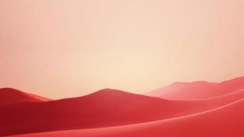 Abstract landscape featuring soft, rolling dunes in shades of red and orange, creating a serene and visually compelling desert scenery. photo