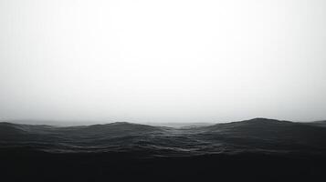 Monochromatic seascape with dark, undulating waves and a blurred horizon creating a serene yet dramatic scene evoking a sense of vastness and isolation photo