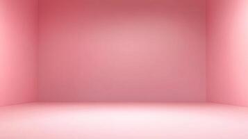 Pink room interior with soft, diffused lighting creating a minimalist and calming atmosphere. Perfect for product showcase and studio. photo