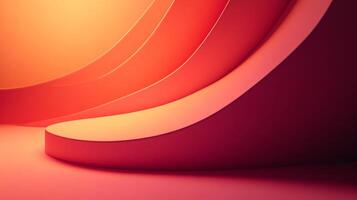 Abstract layers create depth, showcasing smooth curves and warm tones blending seamlessly from light orange to deep red in an eye-catching design. photo