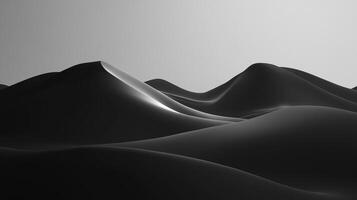 Monochromatic landscape rendering with smooth, flowing forms evoking natural dunes, showcasing gradient contrasts and depth. photo