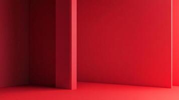 An abstract, monochromatic close up of a red room emphasizes angles, edges, and minimal forms. The crimson backdrop creates mystery. photo