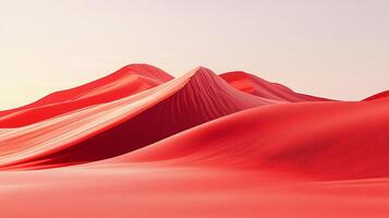 Abstract red desert landscape with smooth sand dunes under a light, ethereal sky. Minimalist and calming composition. photo