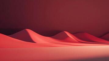 Abstract monochromatic scene in shades of red. Undulating forms create a sense of depth and artistic minimalism, evokes stillness and mystery. photo