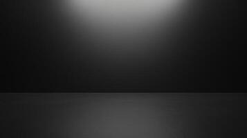 Minimalist studio scene featuring a smooth dark surface. A light source illuminates the upper space, providing an elegant ambiance. photo