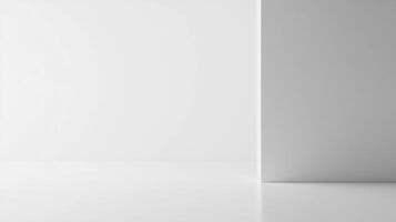 Minimalist, contemporary design showcasing a stark white room with clean lines, emphasizing simplicity and modern aesthetics in interior space. photo