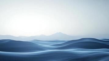 Serene seascape with gentle blue waves and distant mountains, creating a peaceful and calming abstract landscape. Minimalist ocean scene. photo