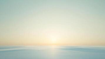 Serene coastal horizon with the sky shifting from pale blue to a warm golden glow as the sun rises or sets, minimalist and peaceful scenery. photo