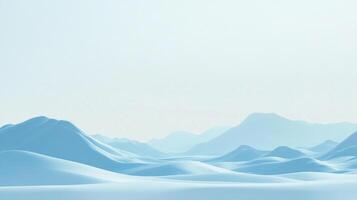 Serene landscape view featuring pastel blue hills and mountains, creating a peaceful, calming visual experience. Clean, minimalist scenery. photo