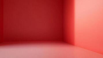 A vibrant, abstract space painted in shades of red creates a modern and minimalist look. The shadows add depth to the starkness of the scene. photo