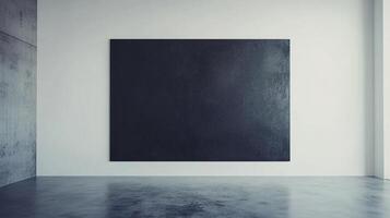 Modern art in a spacious gallery. The simple art piece stands out against the clean, minimalist architecture of the room. photo