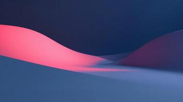 Abstract waves of blue, pink, and purple create a serene and modern scene with soft lighting and smooth gradients. Peaceful and calming imagery. photo