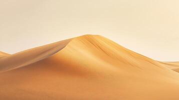 Sand dune landscape with warm tones and smooth textures, creating a serene and minimalist feel. Natural beauty in a barren environment. photo