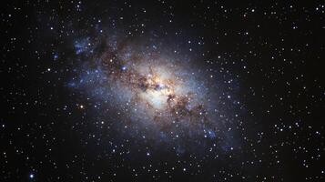 A mesmerizing view of a galaxy shining brightly against the backdrop of a star-filled cosmos. A celestial display of cosmic beauty. photo