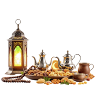 A table with a lantern, nuts, and other items png