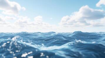Vast ocean waves under a bright sky, illuminated by daylight, create a mesmerizing dance of water and light. photo