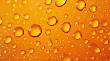 Close-up of water droplets on an orange surface creates a refreshing and visually appealing texture. photo