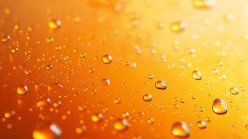 Orange surface with water droplets creates a refreshing and vibrant background. Excellent as a macro texture with bokeh effect. photo