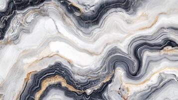 Abstract waves of grey, white, and gold create a mesmerizing pattern, suggesting depth, movement, and sophisticated elegance. photo