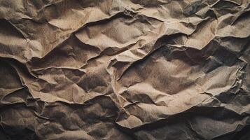 Textured surface of rumpled parchment, featuring natural looking wrinkles and highlights that create a visually rich background. photo