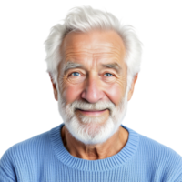 An older man with a white beard and blue sweater png