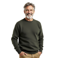 A man in a green sweater and khaki pants png