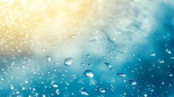 Raindrops on glass create a serene and blurred view of the world outside, offering a soothing abstract pattern of light and water. photo
