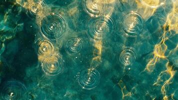 Sunlight sparkles as it touches the water's surface, creating concentric circles that reflect the sky above in an ethereal dance. photo