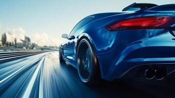 Dynamic car racing on the road, conveying speed, motion, and the thrill of automotive performance in a visually striking way. photo