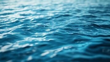 Captivating ocean surface showcasing subtle wave patterns, creating a soothing and immersive visual experience. Serene blue water reflects light. photo