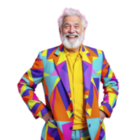 A man with a white beard and a colorful suit png