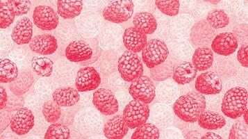 An artistic pattern showcasing vivid red raspberries amidst faded, lighter counterparts, creating a unique visual rhythm of color and form. photo
