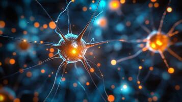 Depiction of neural networks, highlighting the complex interconnectedness and communication within the brain or artificial systems. photo