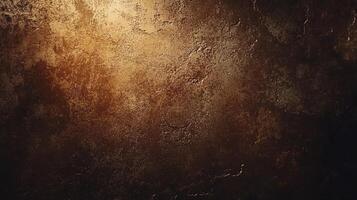 Abstract bronze surface featuring a textured, mottled, and uneven patina with gradient lighting and shadows, creating an artistic background. photo