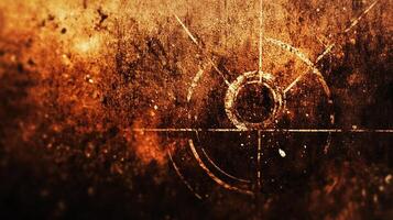 Grunge background with a target-like graphic. Vintage texture overlay with a slightly distressed, burnt tone and geometric design. photo