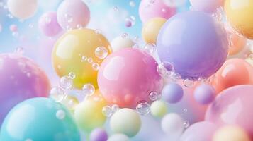 Pastel orbs with a mesmerizing dance of light and shadow create a soothing, dreamy ambiance, evoking a sense of gentle serenity and wonder. photo